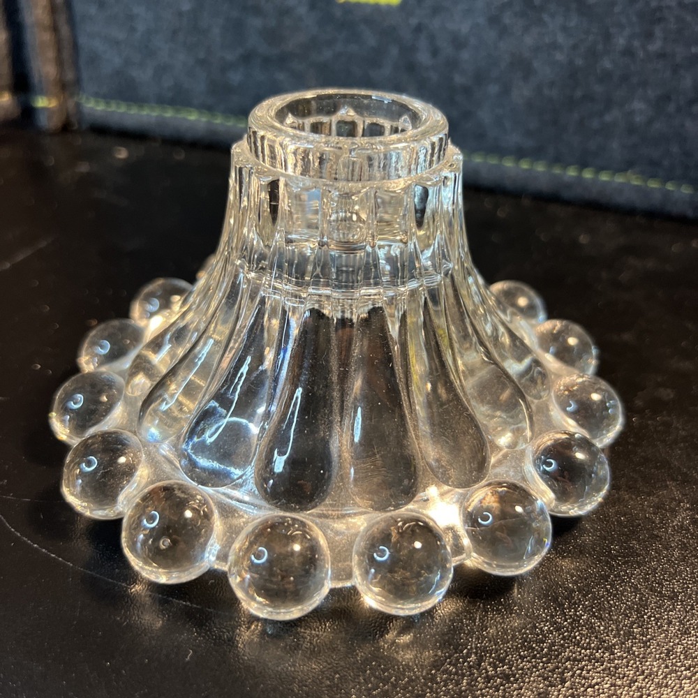One Anchor Hocking Art Deco Boopie Hobnail Bubble Glass Candle Stick Holder